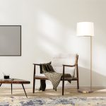 Zenith Offset Brass Base Floor Lamp with Drum-shaped Linen Shade - Image 3