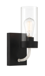 Zephyr Single Light Sconce With Clear Glass Metal Black Finish - Image 2
