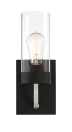Zephyr Single Light Sconce With Clear Glass Metal Black Finish - Image 3
