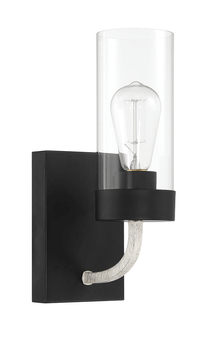 Zephyr Single Light Sconce With Clear Glass Metal Black Finish Zephyr Single Light Sconce With Clear Glass Metal Black Finish